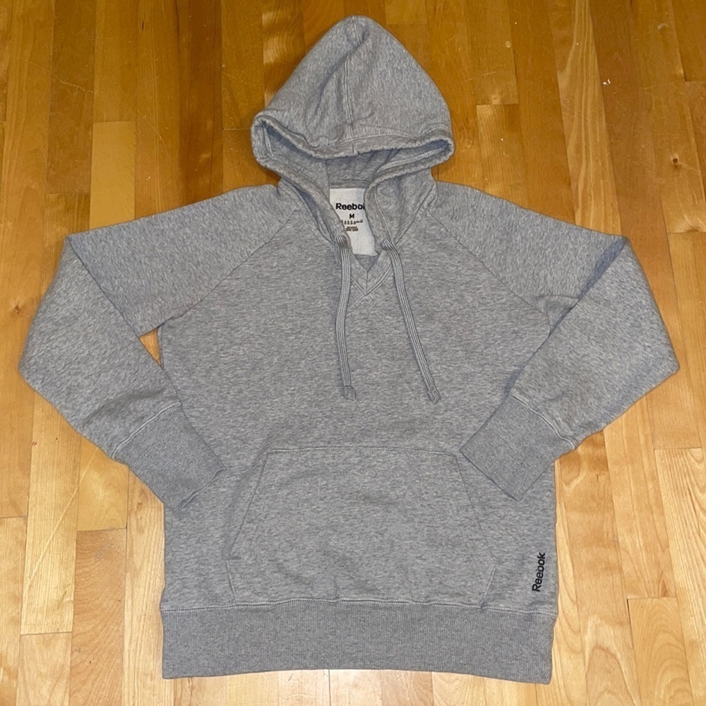 Women's Reebok Solid Gray Pullover Hoodie Size Medium